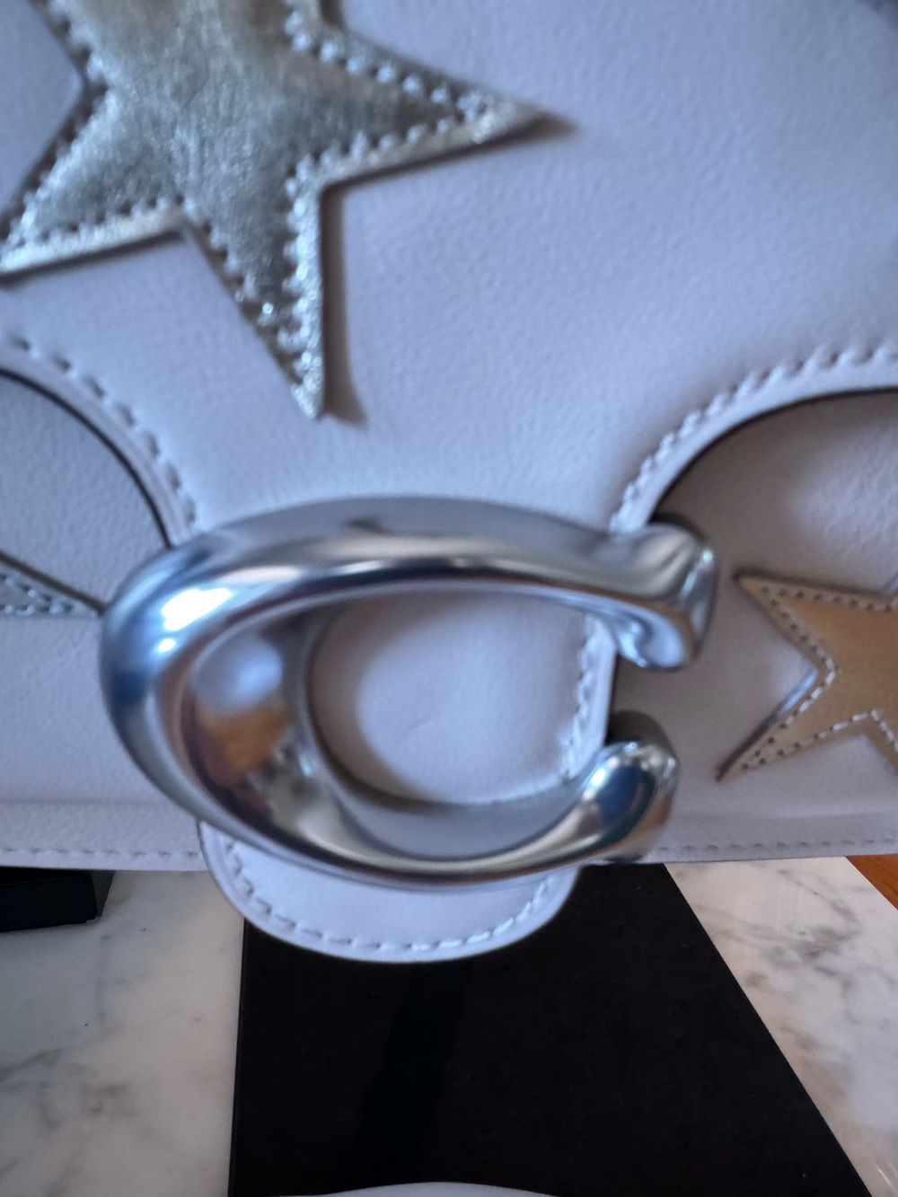 Coach Tabby 26 Ivory Leather Metallic Star Appliqué Shoulder Bag NWT CBG38 - Picture 6 of 15